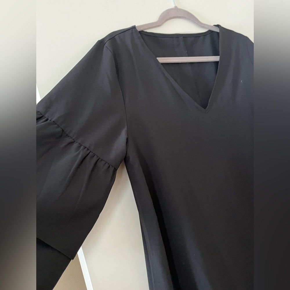 Cupshe Black Oversized Mini Dress with Ruffle Sleeve Women’s Medium/Large - Picture 9 of 14